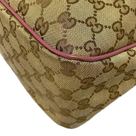 Auth GUCCI Sukey, GG Pattern 296835 Beige Dark Brown Pink Jacquard Leather - Picture 4 of 16